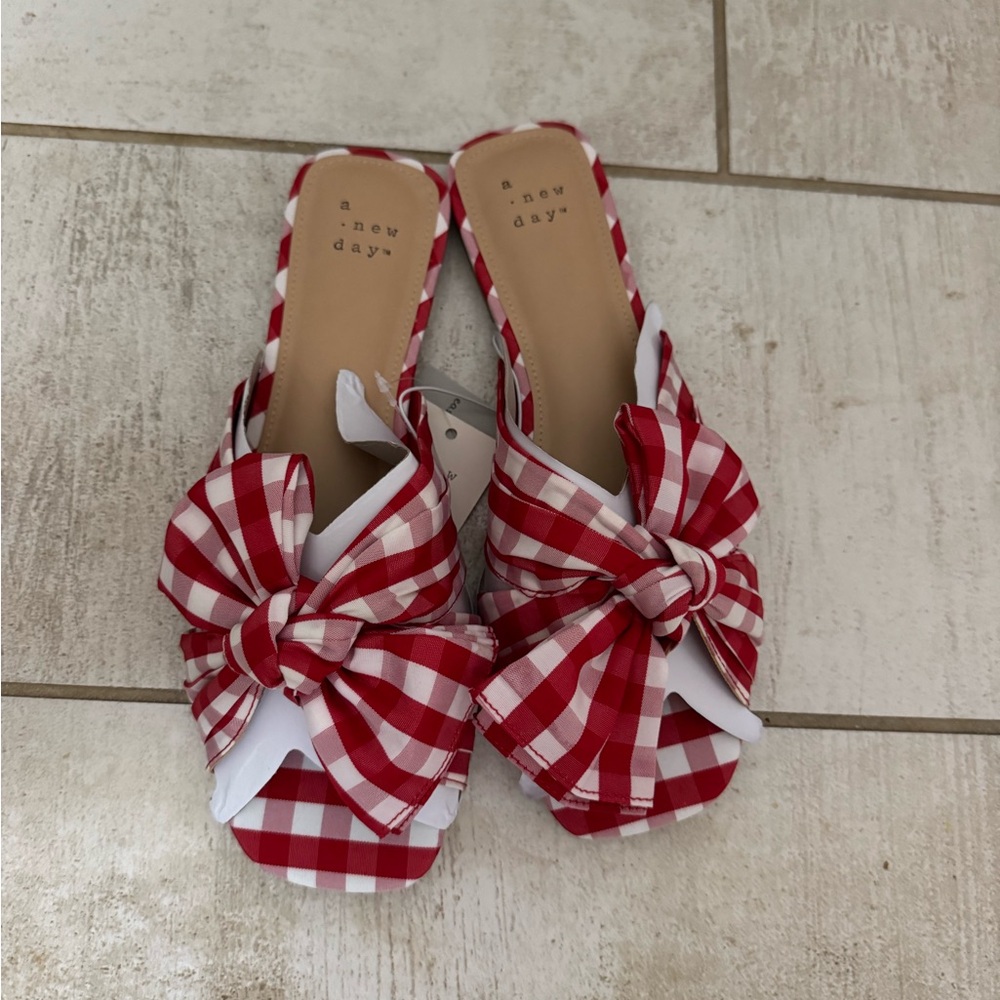 A New Day Red Checkered Women's Sandals